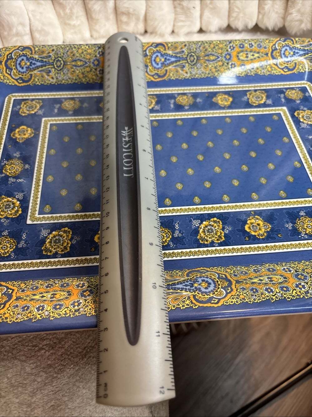 Vintage 90s Marat d'Avignon Melamine Tray Bastide Blue Yellow France 15.5x10.75 - Picture 7 of 8